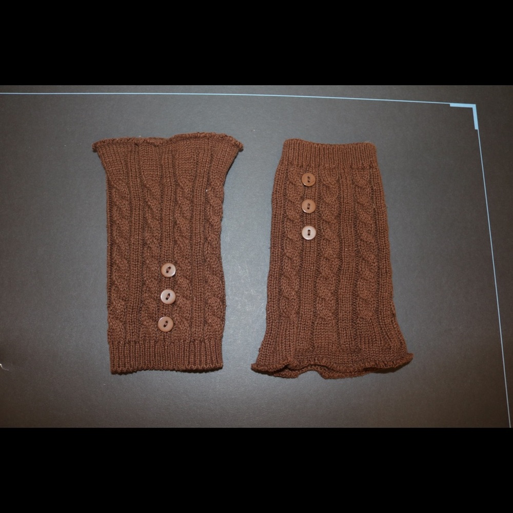 New leg warmers knit brown button blush boutique